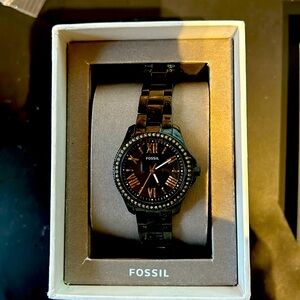 Fossil Black/Rose Gold Tone with Stones - in Box - Excellent Condition